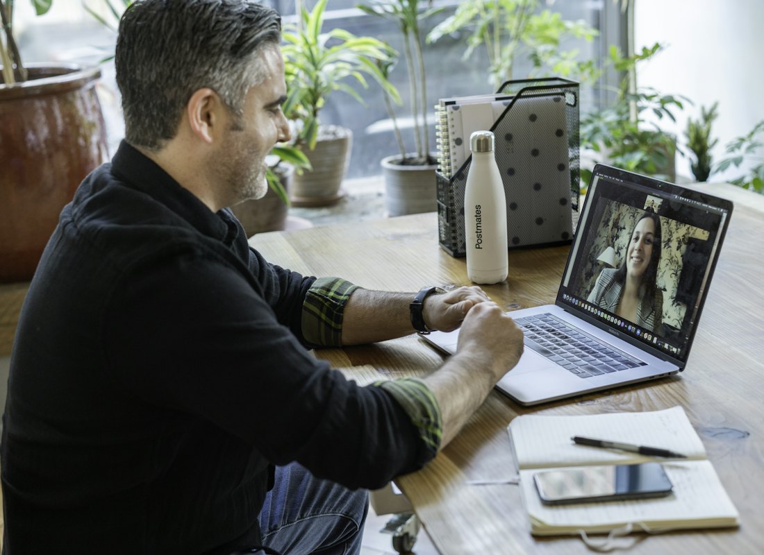 A remote team member on a video call